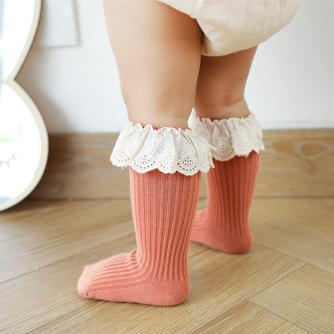 Baby Toddler Ruffle Lace Knee Girls Uniform Long Stockings Infants Cotton Cute Princess Frilly High Dress Socks