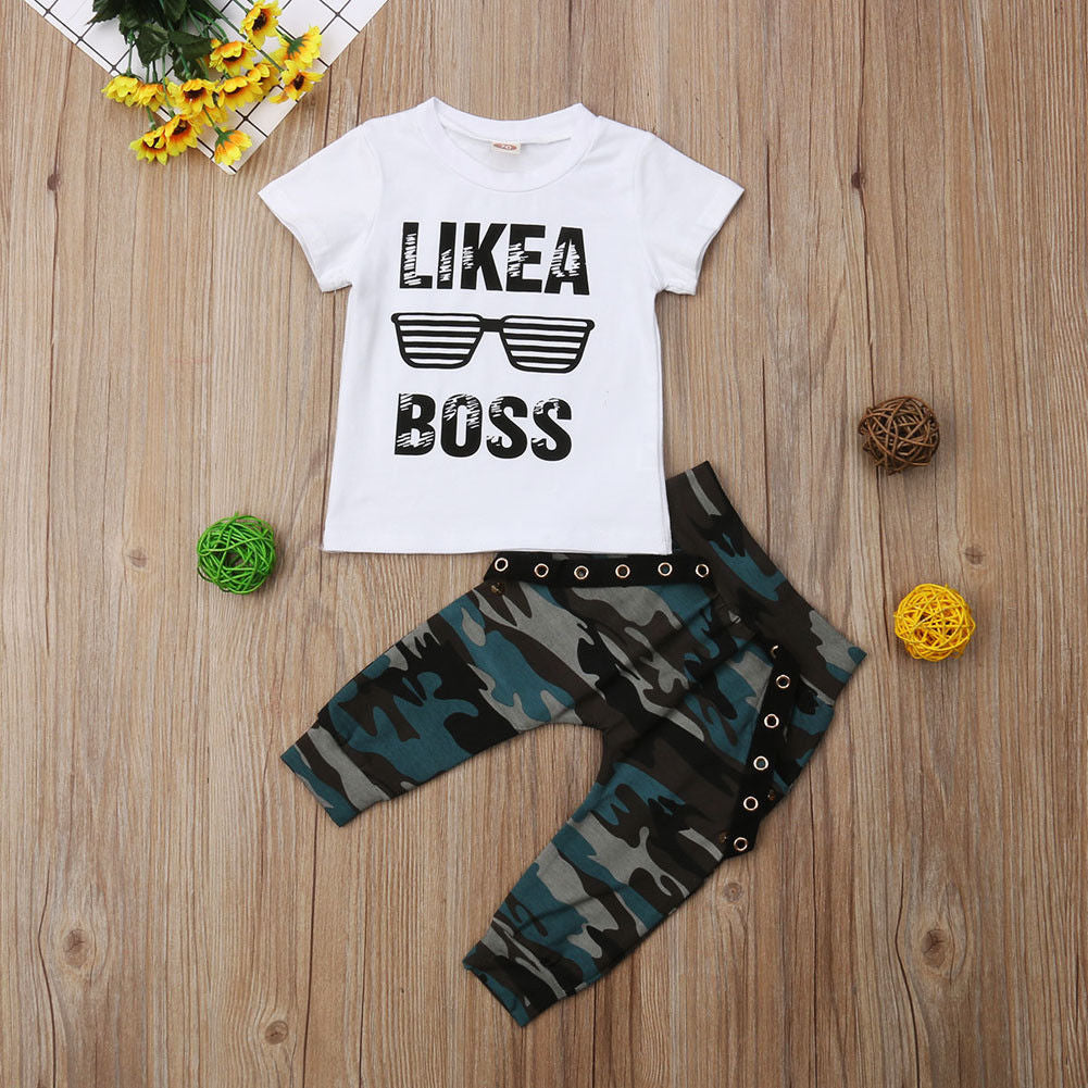 0-3Y Newborn Infant Toddler Baby Boy Clothes Set Kids Boys Cute Short Sleeve T-Shirt Top+Pants Outfits Clothing Set