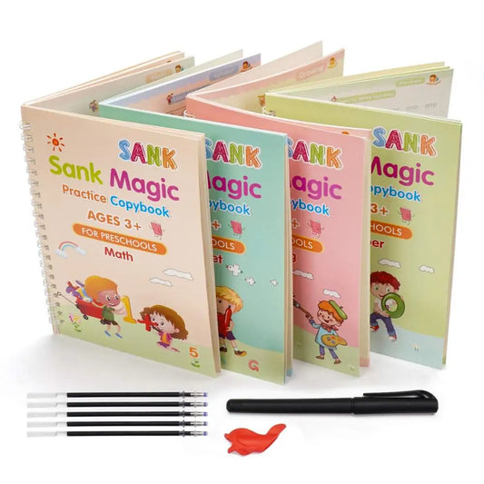 Magic Practice Book Set with Wiping Pen and Sticker Copybook for Children