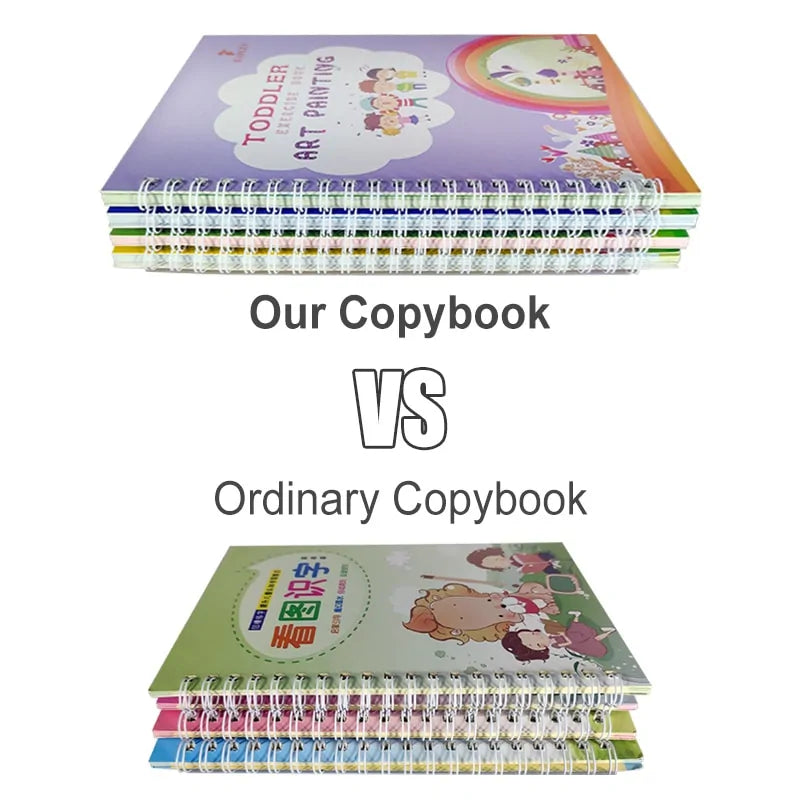 Magic Practice Book Set with Wiping Pen and Sticker Copybook for Children